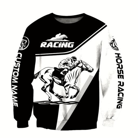 Goofygearprints Horse Racer Black White Personalized Equestrian Christmas Shirts for Men