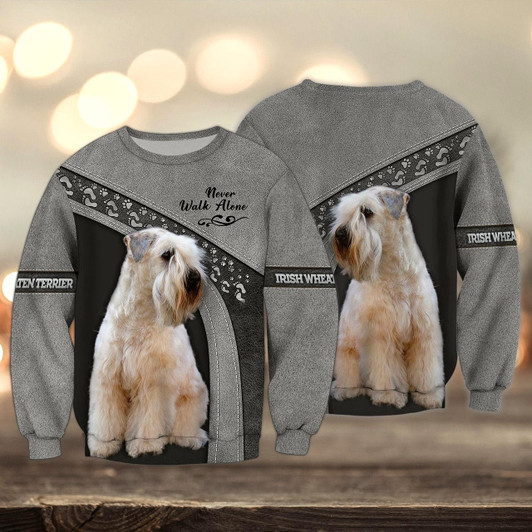 Goofygearprints Irish Wheaten Terrier Love Multicolor Never Walk Alone 3D Full Print Sweatshirt Christmas Shirts