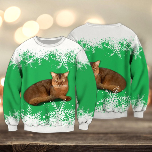 Goofygearprints Love Abyssinian Multicolor Option Snow 3D Full Print Shirts, Sweatshirt for Cat Lovers