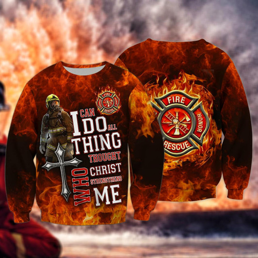 Goofygearprints Love Firefighter I Can Do Any Thing 3D Sweatshirt Bomber Shirt, Firefighter Christmas Shirt Gift