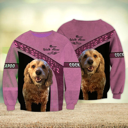 Goofygearprints Miniature Poodle Love Never Walk Alone 3D Full Print Shirts, Sweatshirt for Loss of Dog Christmas