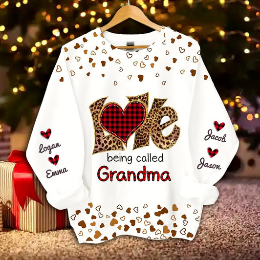 Goofygearprints Personalized Love Being Called Grandma And Sweet Heart Grandkids 3D Sweatshirt