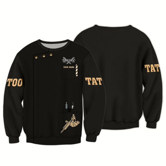 Goofygearprints Personalized Name Black Tattoo Golf 3D All Over Printed Sweatshirt Bomber