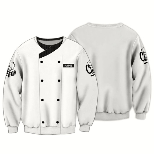 Goofygearprints Personalized Name Chef Cook Knife White 3D Sweatshirt, Chef Christmas, Master Chef Shirt