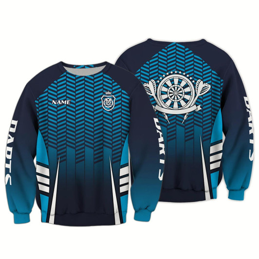 Goofygearprints Personalized Name Dart Board Blue 3D Printed Sweatshirt Shirts, Christmas Gift for Dart Lovers