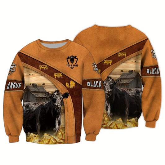 Goofygearprints Personalized Name Farm Black Angus Cattle Sweatshirt Christmas Gift