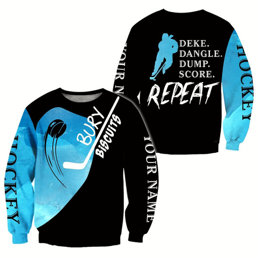 Goofygearprints Personalized Name Ice Hockey Bury Biscuits 3D Full Printed Sweatshirt , Christmas Shirt for Ice Hockey