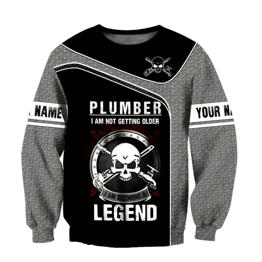 Goofygearprints Personalized Name Plumber Metal Unisex Shirt I Am Being A Legend 3D Sweatshirt, Christmas Gift for Plumber