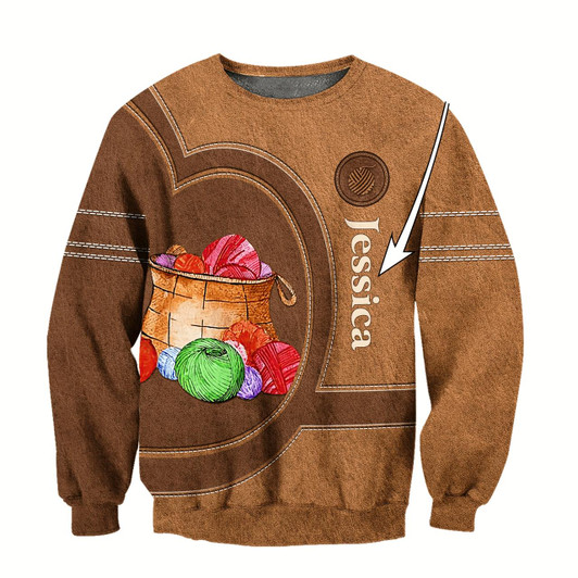 Goofygearprints Personalized Name Premium Knitting Leather 3D Full Printed Sweatshirt , Shirts For Men And Women