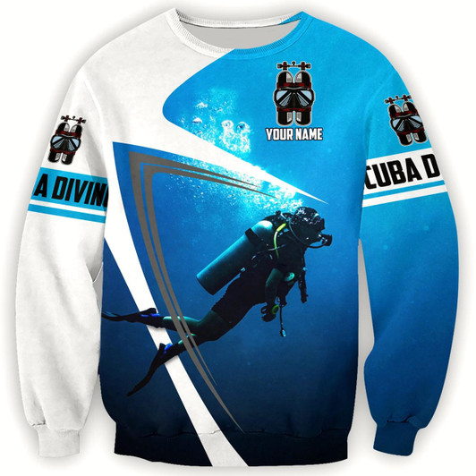 Goofygearprints Personalized Name Scuba Diving Ocean All Over Printed Unisex Sweatshirt Christmas Shirt