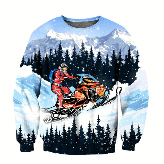 Goofygearprints Snowboarding Forest Winter 3D All Printed Sweatshirt Christmas Shirt For Men And Women