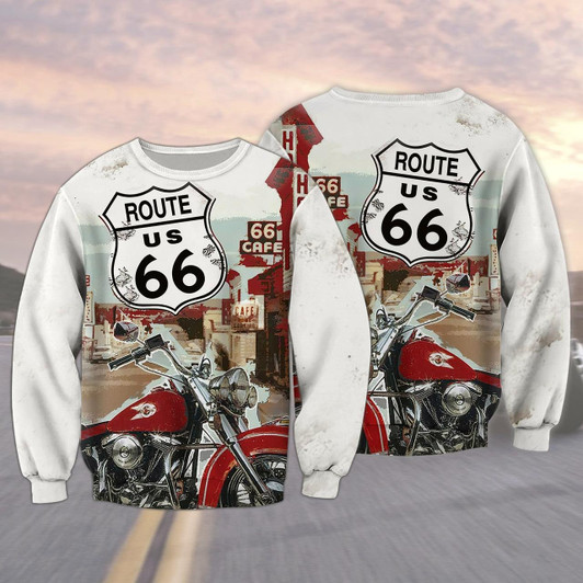 Goofygearprints This Biker Route 66 Map 3D Sweatshirt Bomber, Christmas Shirt for Biker Lovers
