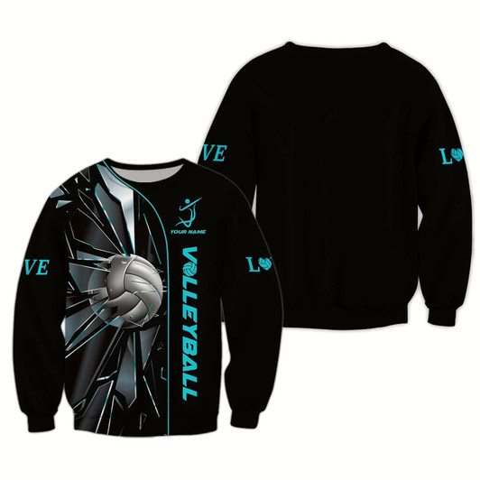 Goofygearprints Volleyball Ball Broken Personalized Name 3D Unisex Sweatshirt Christmas Shirt