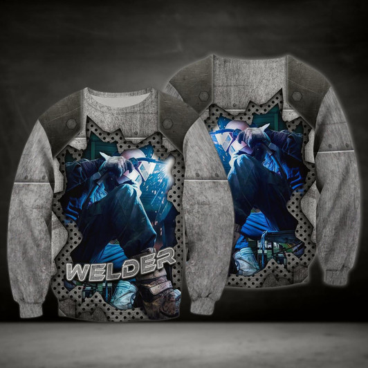 Goofygearprints Welder Blue Graphic Design 3D Printed Sweatshirt Bomber Shirts, Welder Christmas Gift