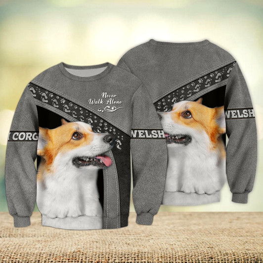 Goofygearprints Welsh Corgi Lover Multicolor Option Never Walk Alone 3D Full Print Sweatshirt
