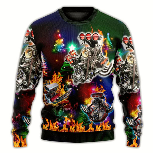 Goofygearprints Hot Rod Christmas Tree Fire, Ugly Christmas Sweaters 3D Shirt