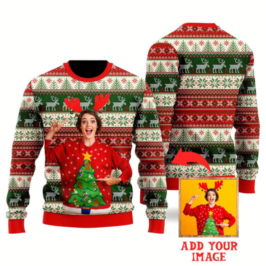 Goofygearprints Custom Photo On Vintage Tacky Custom Christmas Sweaters For Men & Women