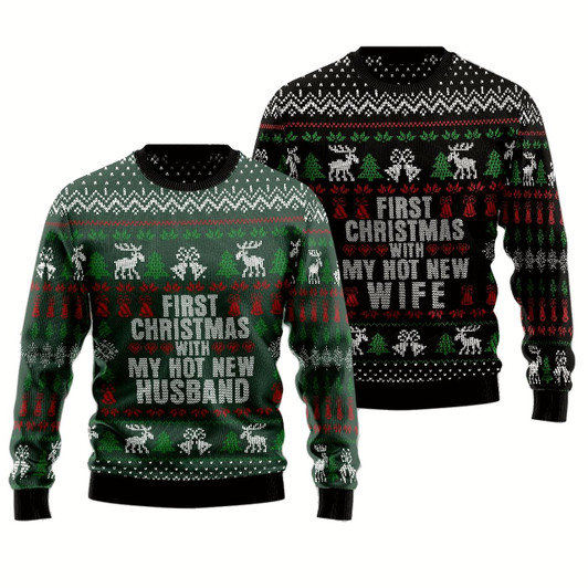 Goofygearprints First Christmas Couple Ugly Christmas Sweater Christmas Gift Anniversary Sweater