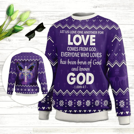 Goofygearprints Who Loves Has Been Born Of God And Knows God 1 John 47 Ugly Christmas Sweater, Christian Unisex Sweater
