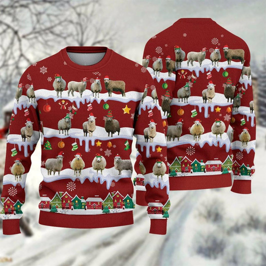 Goofygearprints Sheep Ugly Christmas Sweater, Sweater Gifts For Pet Loves, Farmers Sweater