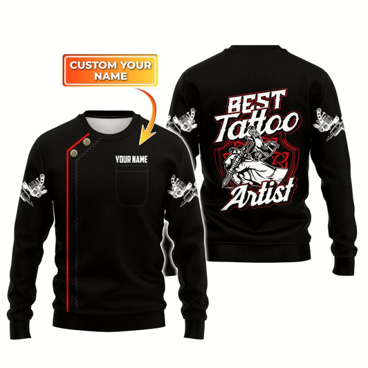 Goofygearprints Tattoo Artist Personalized Name 3D Ugly Christmas Sweater Gift For Best Tattoo Artist