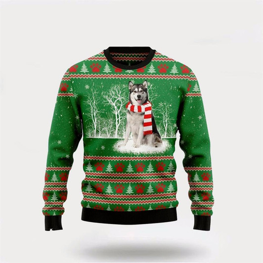 Goofygearprints Alaskan Malamute Winter Tree Ugly Christmas Sweater – Pet Lover Christmas Sweater