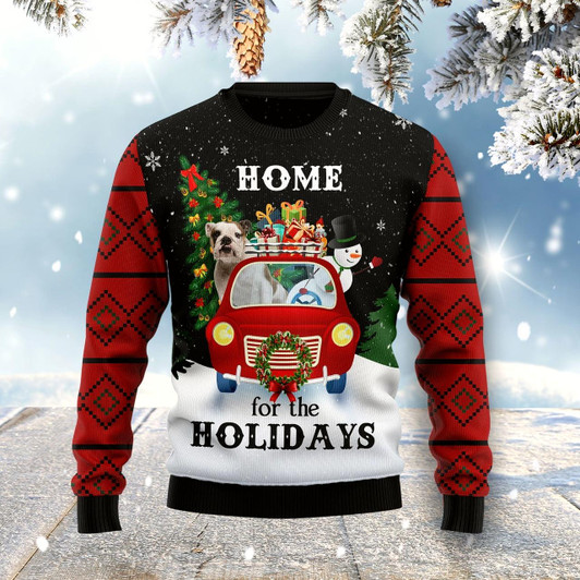 Goofygearprints Merry Christmas Bulldog And Snowman Ugly Christmas Sweater Unisex Womens & Mens