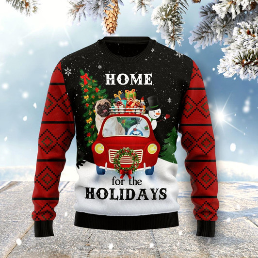 Goofygearprints Merry Christmas Pug And Snowman Hz100603 Ugly Ugly Christmas Sweater Unisex Womens & Mens