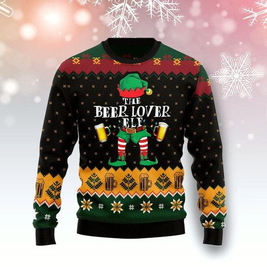 Goofygearprints The Beer Lover Elf Ugly Christmas Sweater Unisex, Ugly Sweater Elf Shirts Gift
