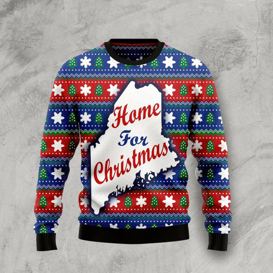 Goofygearprints Home For Christmas Maine Ugly Christmas Sweater