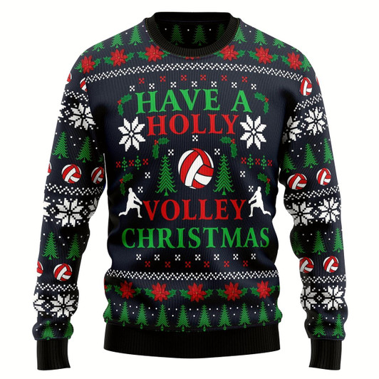 Goofygearprints Holly Volley Volleyball Ugly Christmas Sweater, 3D Sweater Christmas for Volleyball Lovers