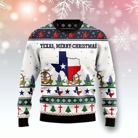 Goofygearprints Texas Merry Christmas Funny Ugly Sweater, Meaningful gift for the people of Texas for Christmas