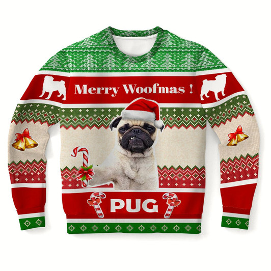 Goofygearprints Merry Woofmas Pug Dog Ugly Christmas Sweater, Perfect Shirt for Dog Lovers Christmas