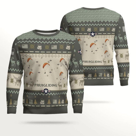 Goofygearprints Paragliding Aircraft Ugly Sweater, Ugly Sweater Christmas Shirt for Men Dad Veteran
