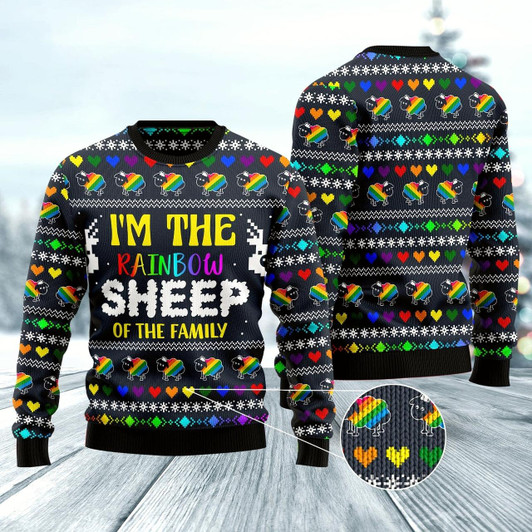 Goofygearprints I Am The Rainbow Sheep Of Family Ugly Christmas Sweater