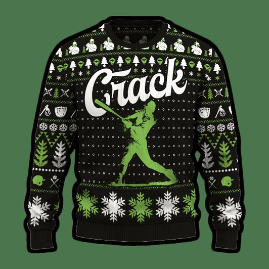 Goofygearprints Crack Baseball Christmas Sweater, Idea Gift for Baseball Lovers