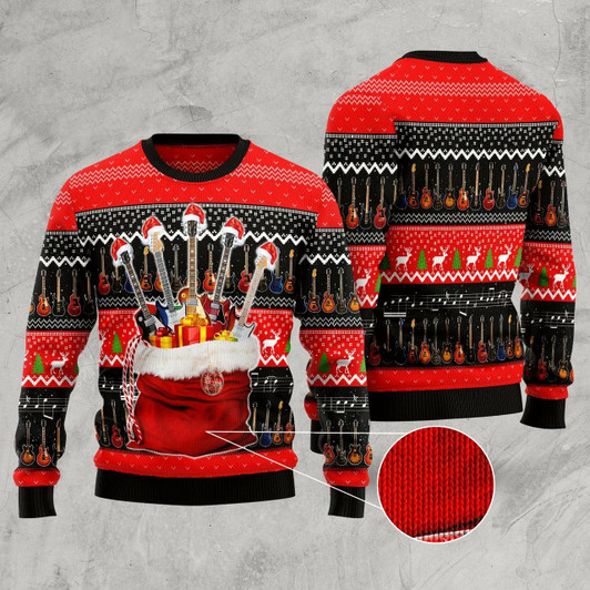Goofygearprints Guitar Xmas Ugly Christmas Sweater, Idea Gift for Guitar Team Guitar Lovers