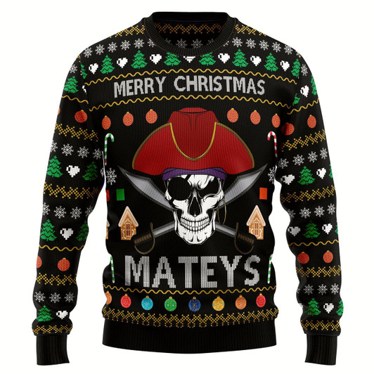 Goofygearprints 3D All Over Printed Pirate Skull Ugly Christmas Sweater