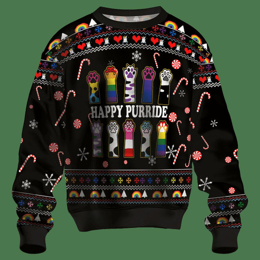 Goofygearprints Happy Purride LGBT Ugly Christmas Sweater, LGBT Christmas 3D Shirt