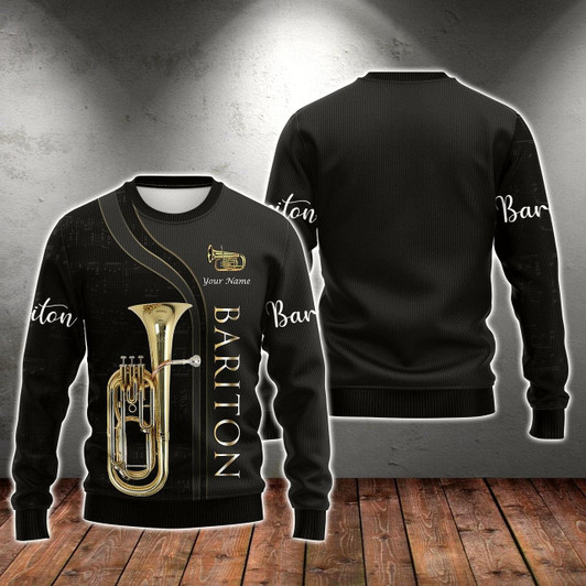 Goofygearprints Personalized Name Bariton Ugly Sweater Christmas, Gift for Musicial Lovers