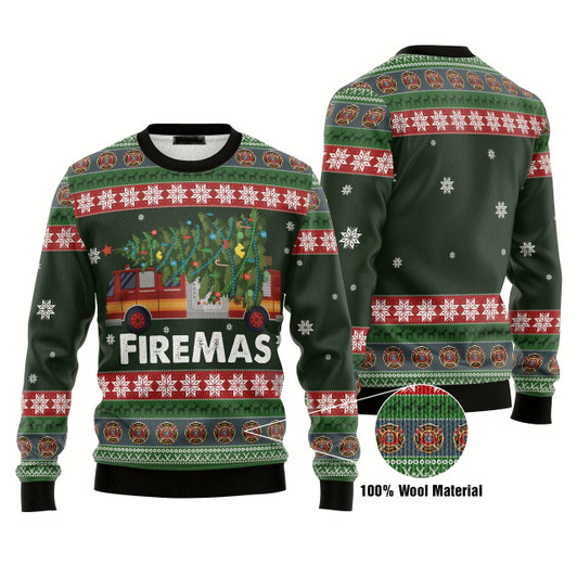 Goofygearprints Firefighter Fireman Ugly Christmas Sweater 3D Printed Best Gift For Firefighter