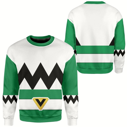 Goofygearprints 3D Green Power Rangers Lost Galaxy Custom Cosplay Costume Pullover Ugly Sweater