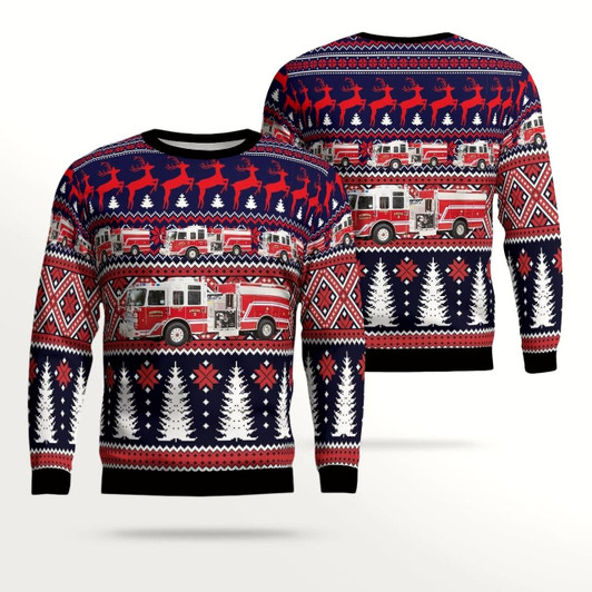 Goofygearprints Edmond, Oklahoma, Edmond Fire Department All Over Printed Ugly Christmas Sweater
