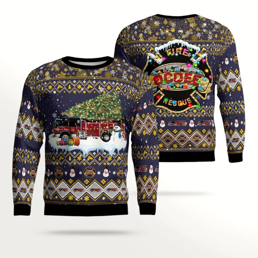 Goofygearprints Ocoee Fire Department Christmas Aop Ugly Sweater, Perfect Gift for Firefighter