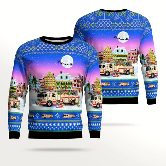 Goofygearprints Alpharetta, Georgia, Alpharetta Fire Department All Over Printed Ugly Christmas Sweater