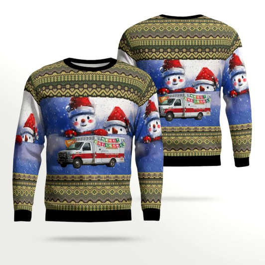 Goofygearprints Shenandoah, Pennsylvania, Shenandoah Community Ambulance All Over Printed Ugly Christmas Sweater