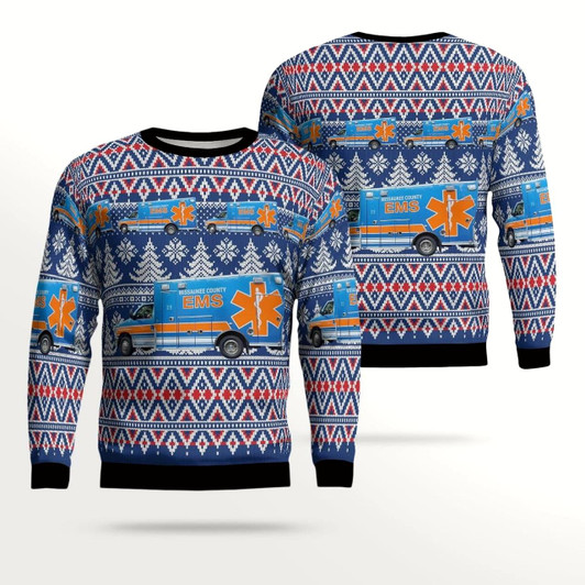 Goofygearprints Lake City, Michigan, Missaukee County Ems Aop Ugly Sweater, Gift for Ems