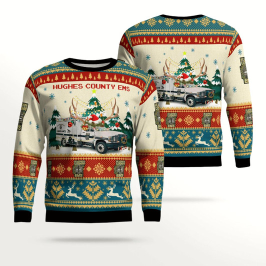 Goofygearprints Hughes County Ems All Over Print Ugly Christmas Sweater, Gift for Men Women Christmas