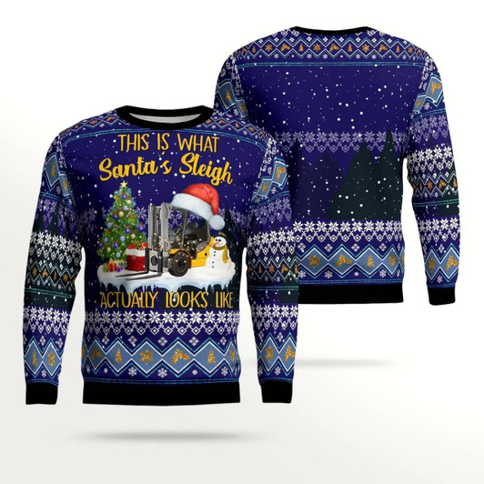 Goofygearprints Forklift Christmas Aop Ugly Christmas Sweater, Gift for Men Christmas