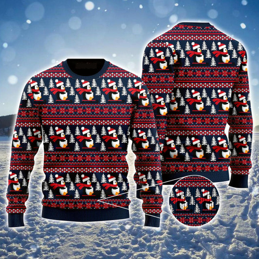 Goofygearprints Penguins Ugly Christmas Sweater, Penguins I'm So Cool, Christmas Pattern Ugly Sweater For Men & Women